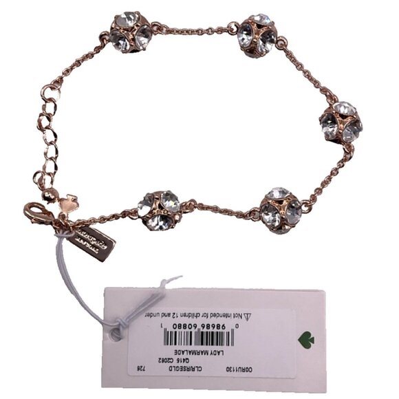Kate Spade Lady Marmalade Bracelet Clear Rose Gold Sparkly Women's Jewelry Gift - Picture 4 of 4